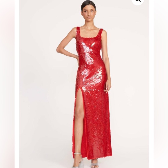 STAUD Dresses & Skirts - STAUD Le Sable Red Sequined Slit Maxi Dress Size - Small